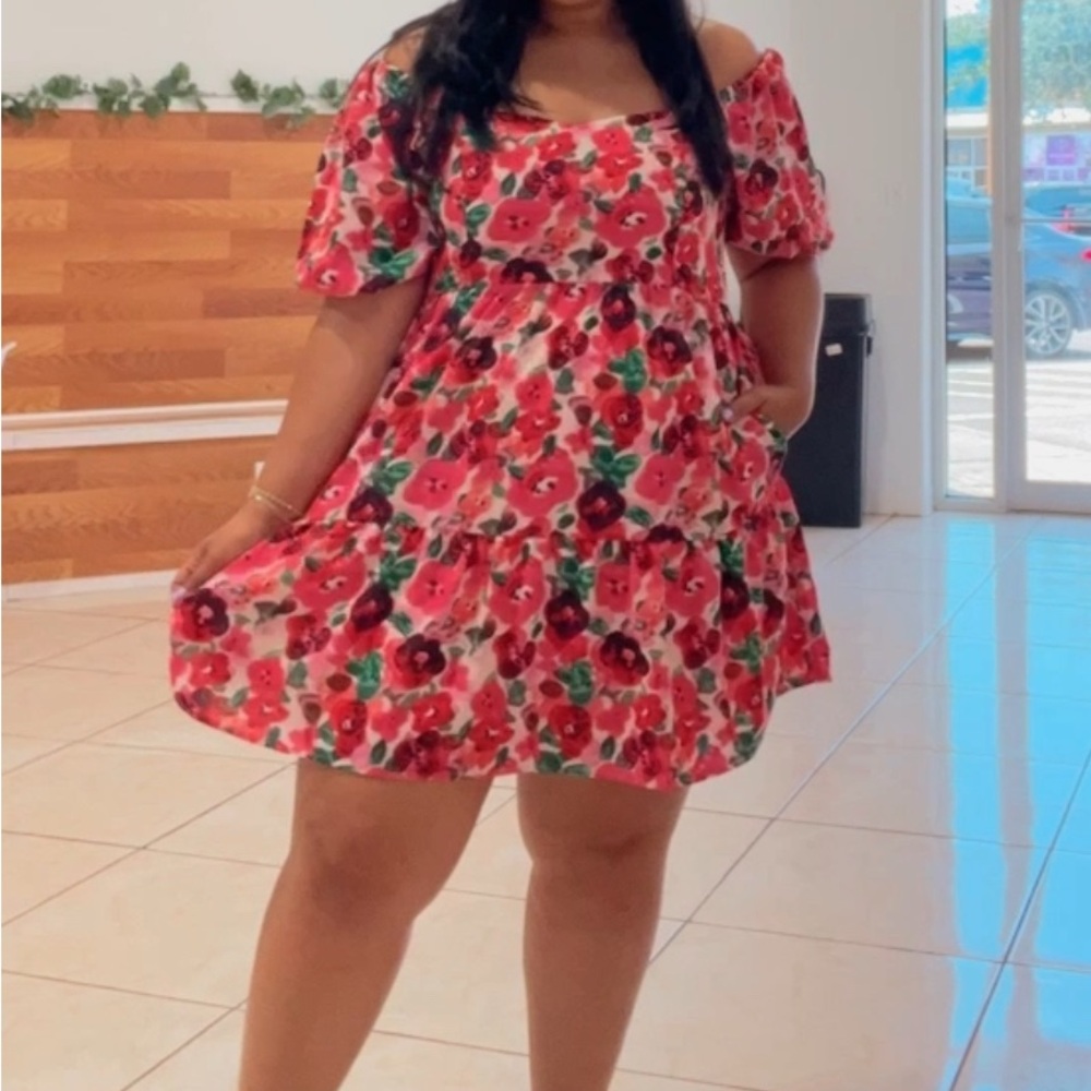 Baby doll puff floral dress